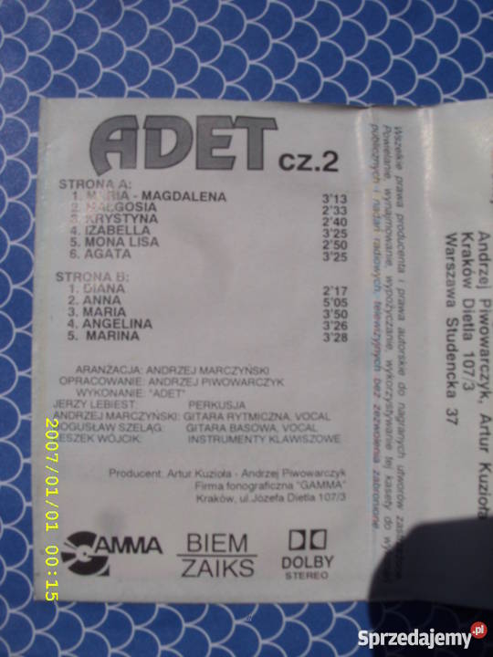 Disco kaseta ADETNASZE DZIEWCZYNY 2 GAMMA 126 Wołów