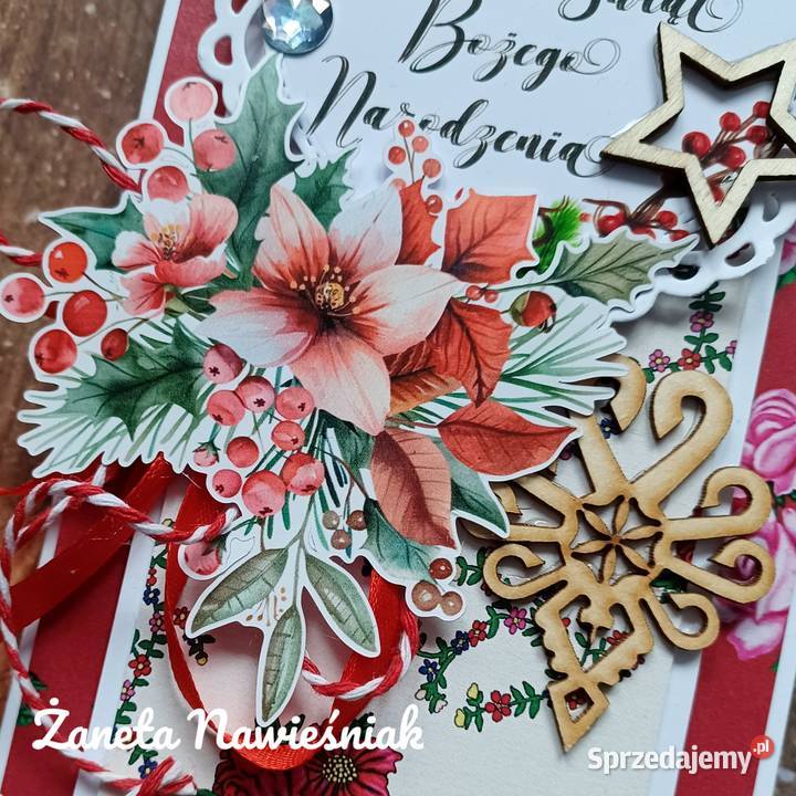 Kartki świąteczne z kopertą góralskie Boże Rękodzieło Mszana Dolna