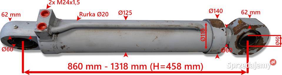 SIŁOWNIK HYDRAULICZNY SMTHE 110x60 SKOK 458MM Solec Kujawski