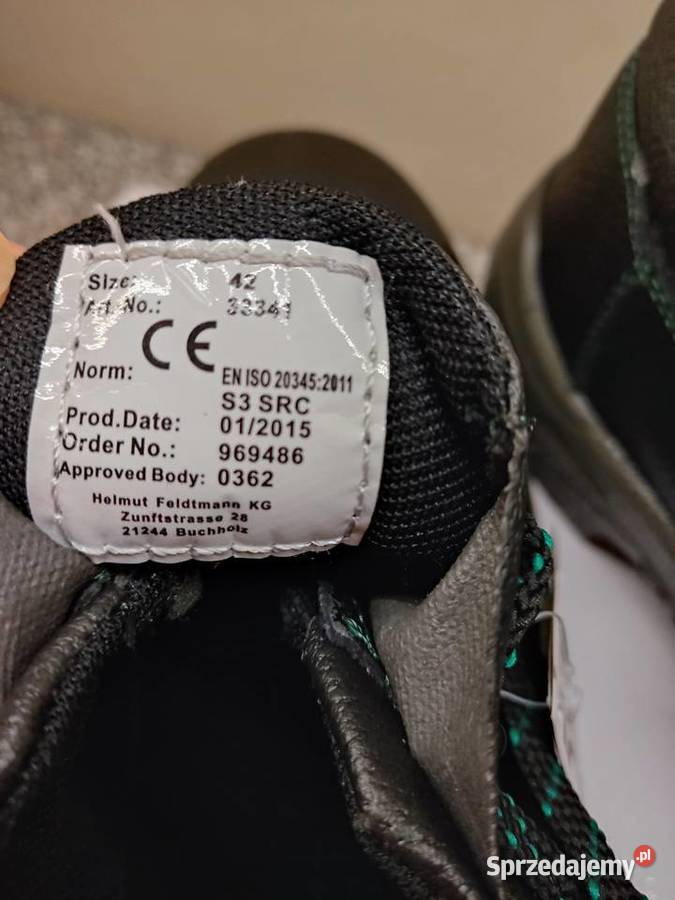 Obuwie ochronne robocze Feldtmann 42 nowe czarny Głuchołazy