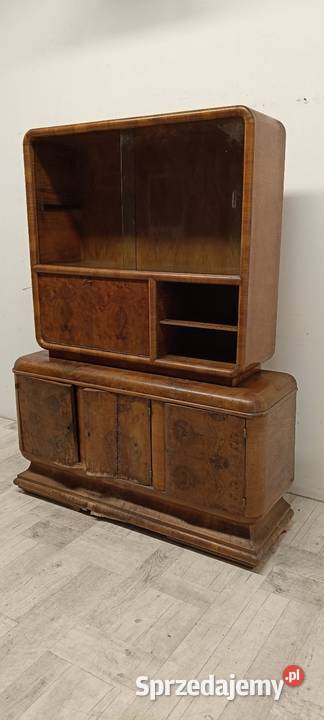 kredens witryną biblioteka art deco orzech lata Radomsko