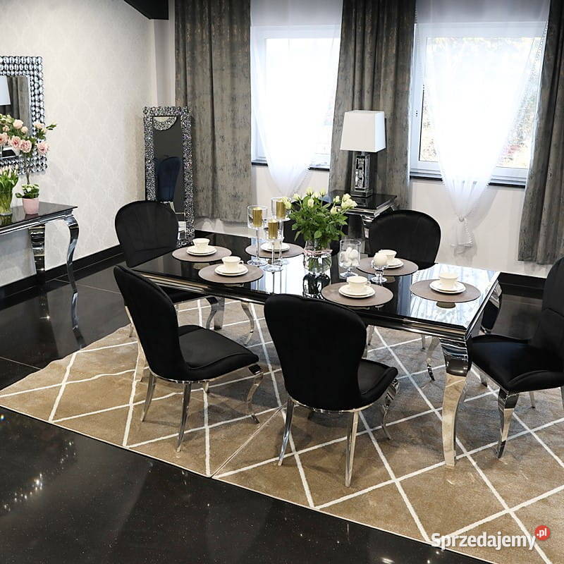 Jadalnia Bellissimo Nero czarny stół glamour mazowieckie Warszawa