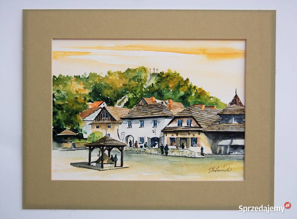 Kazimierz Dolny pejzaż akwarela bez ramy obraz Lublin