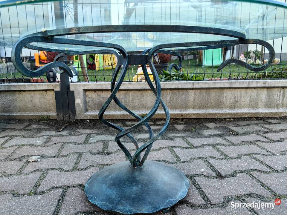 Stolik kawowy okrągły szklany blat 80 żeliwna lubuskie Zielona Góra