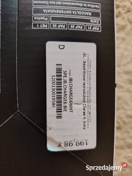 JBL Charge 6 biały NOWY nietrafiony prezent 200