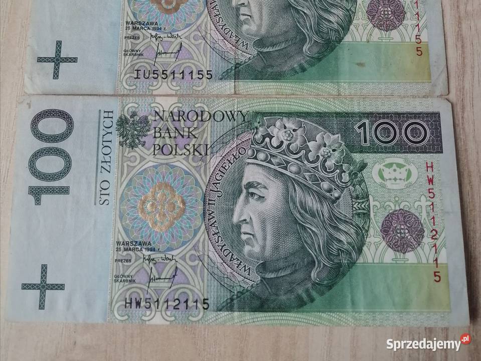 Banknot z bliźniakiem100zl z 1994r Złoty Radar Bytom