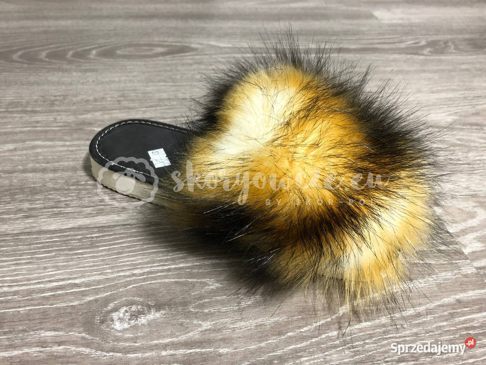 Pantofle klapki futrzaki ze sztucznym futerkiem