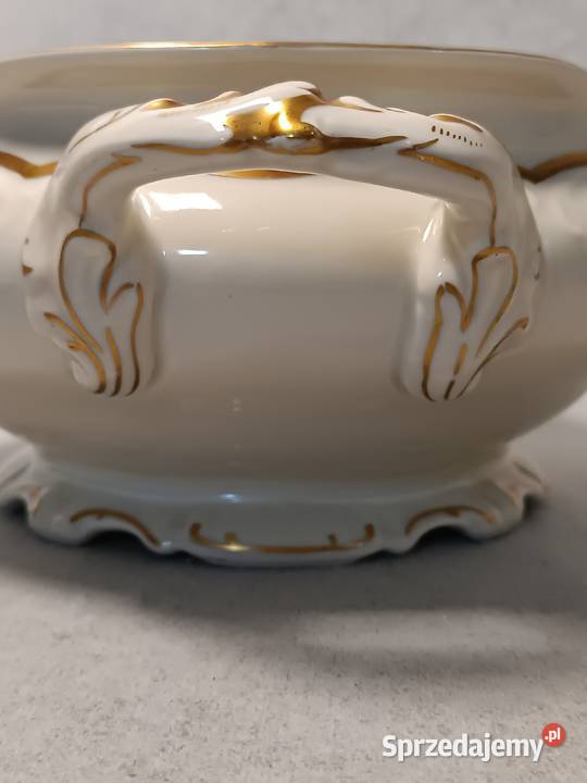 Teryna Waza KPM Krister Złoty Liść Wałbrzych Porcelana i szkło zachodniopomorskie Dobrzany