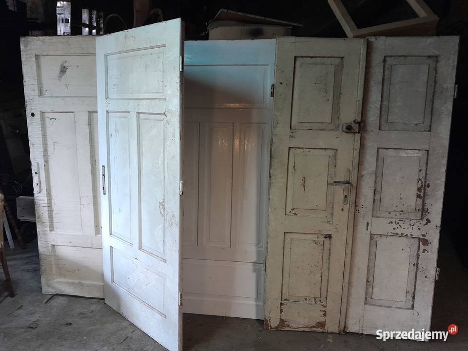 Stare drewniane podwójne drzwi zabytek antyk Dąbrowa Górnicza