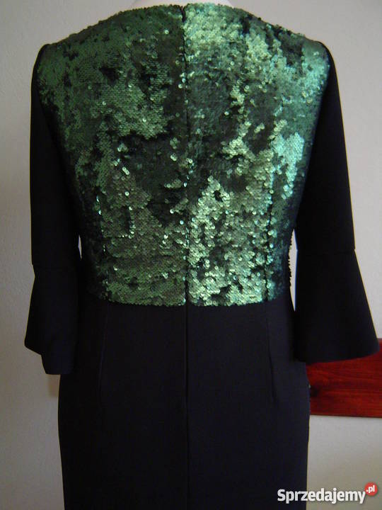 Sukienka z tkaninykrepa wełniana i welur 44 Starachowice