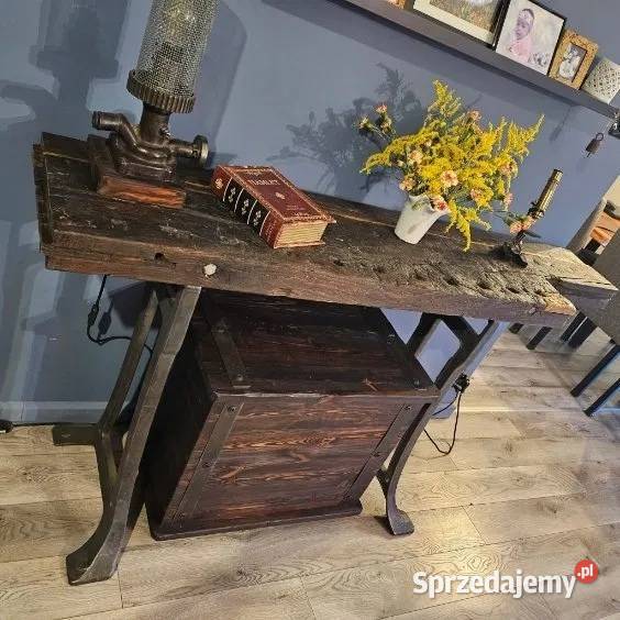 Industrialna loftowa konsola ze starego drewna 40cm Konsole sprzedam