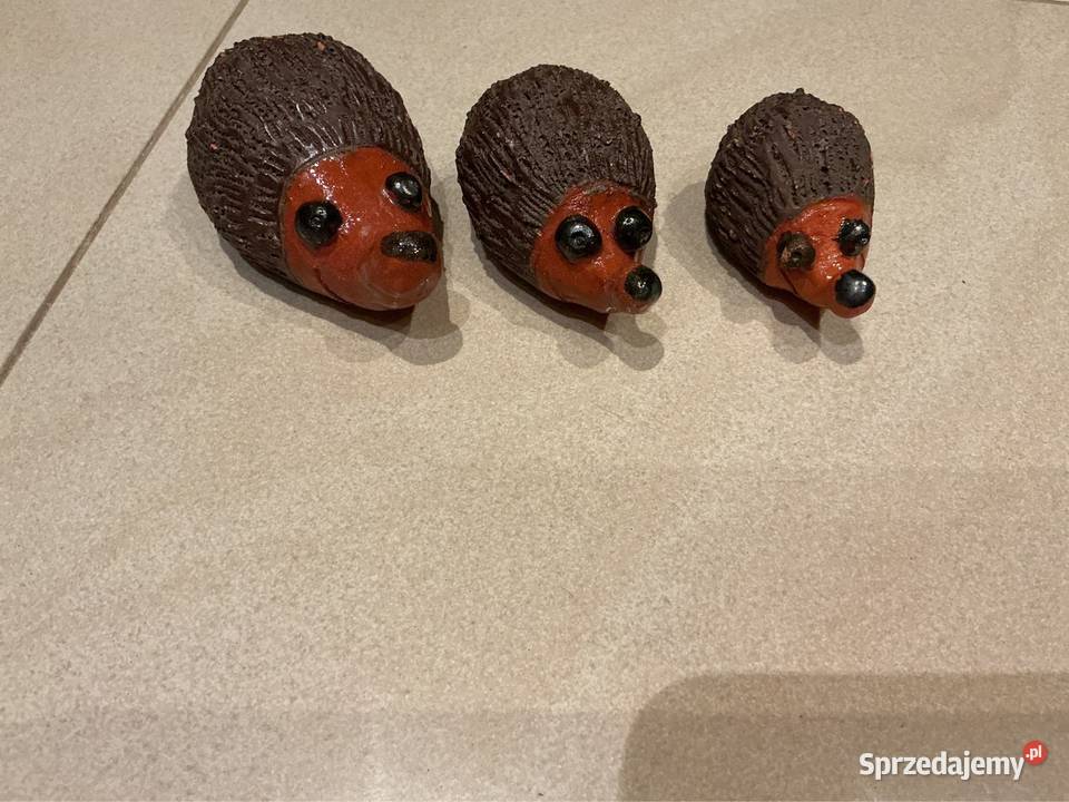 Jeżyki Jeże Figurki z Czerwonej Glinki Vintage