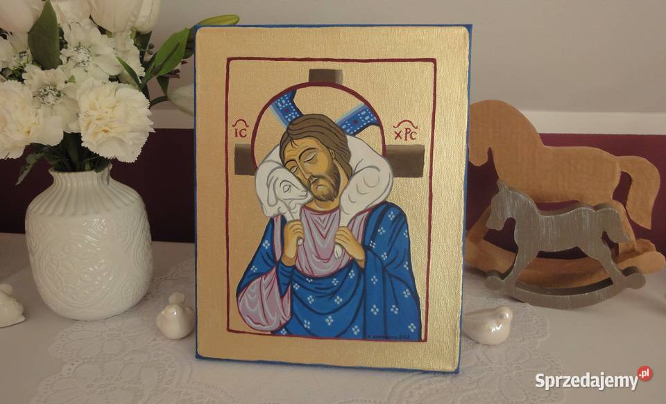 obraz olejny - Jezus Chrystus dobry pasterz ikona Wielkanoc