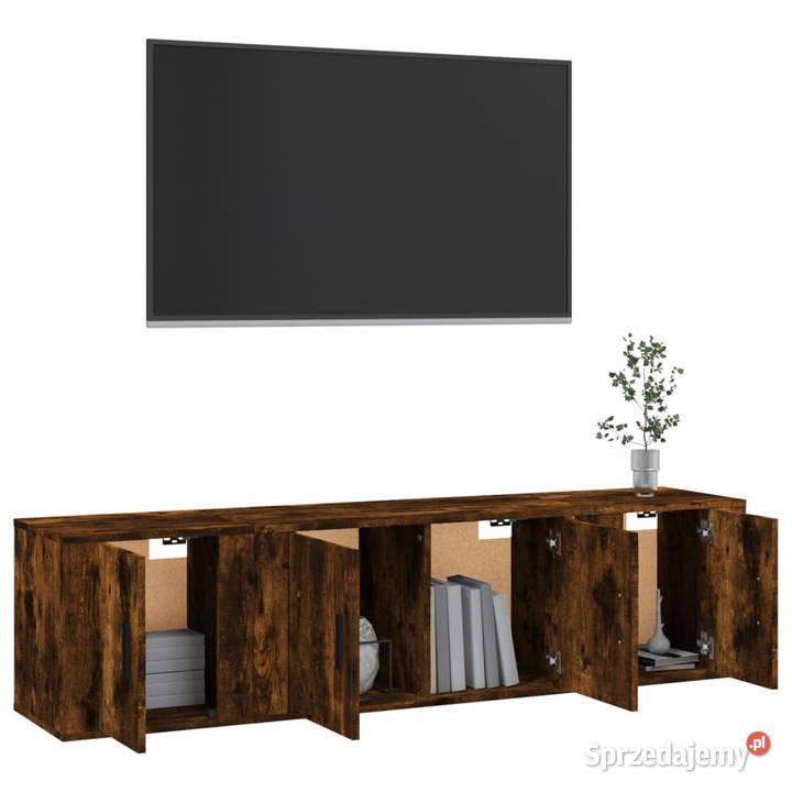 Zestaw 3 szafek TV przydymiony dąb materiał