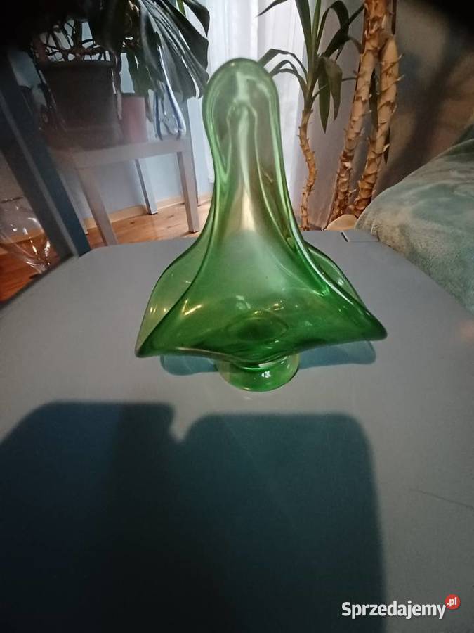 Srary serwetnik szklany zielone szkło Porcelana i szkło łódzkie Łódź