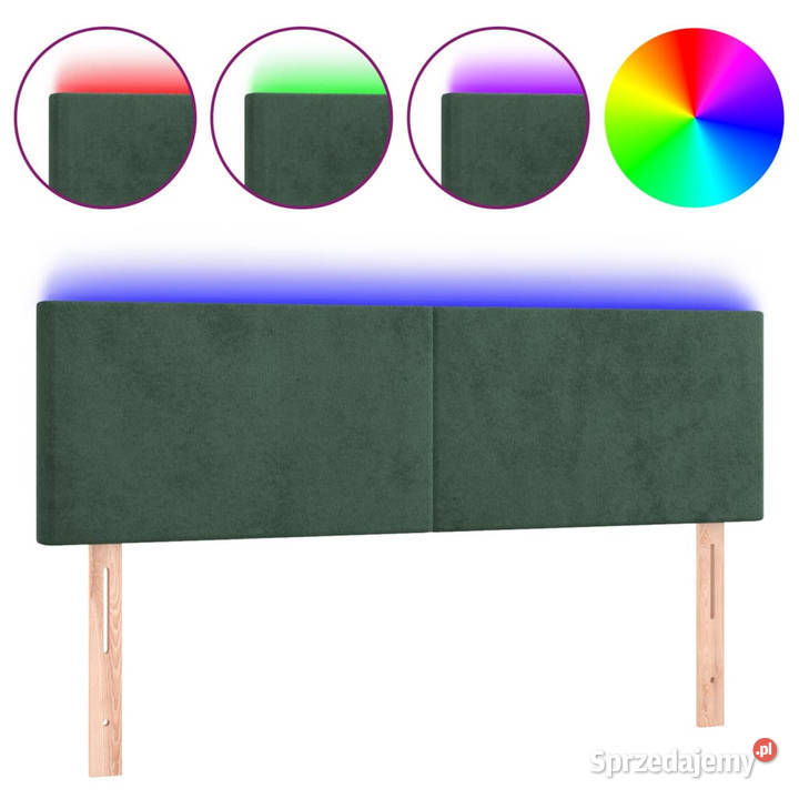 Zagłówek do łóżka z LED ciemnozielony 144x5x7888