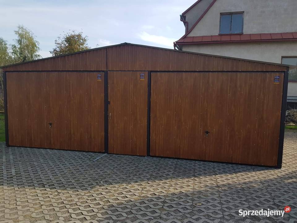 Garaż blaszany dwuspadowy 7x5 drewnopodobny Kalisz