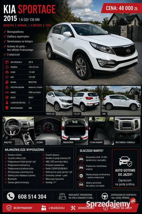Kia Sportage 2015 16 GDI Lift Niski przebieg Gorlice