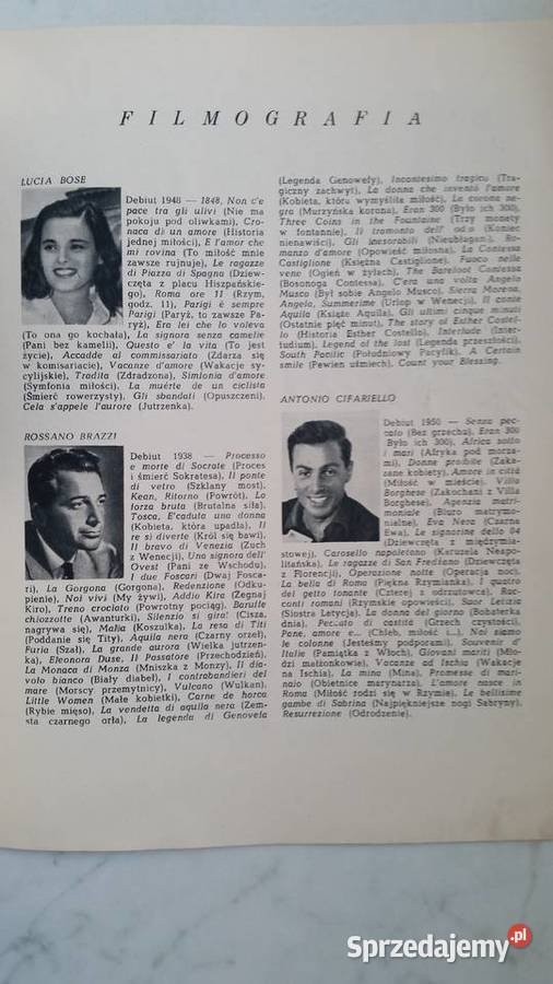 AKTORZY FILMU WŁOSKIEGO 1960 WA i F Jacek Tylim Puławy sprzedam