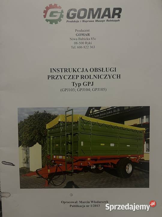 Przyczepa rolnicza GOMAR GPJ 1032 35T 2019 Rolnictwo Godziszów