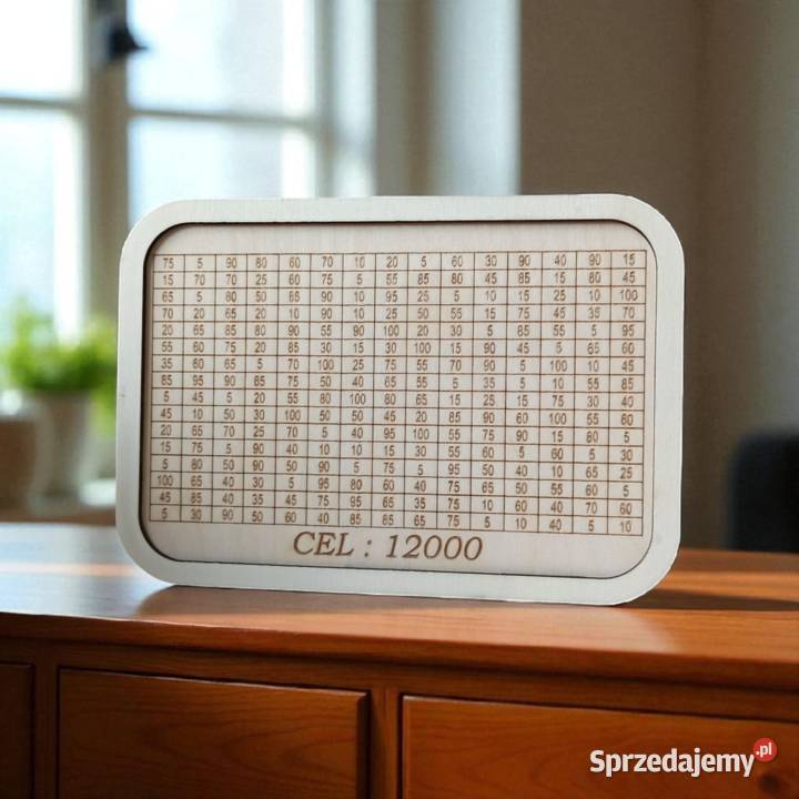 Drewniana Grawerowana Skarbonka Wykreślanka z Warszawa