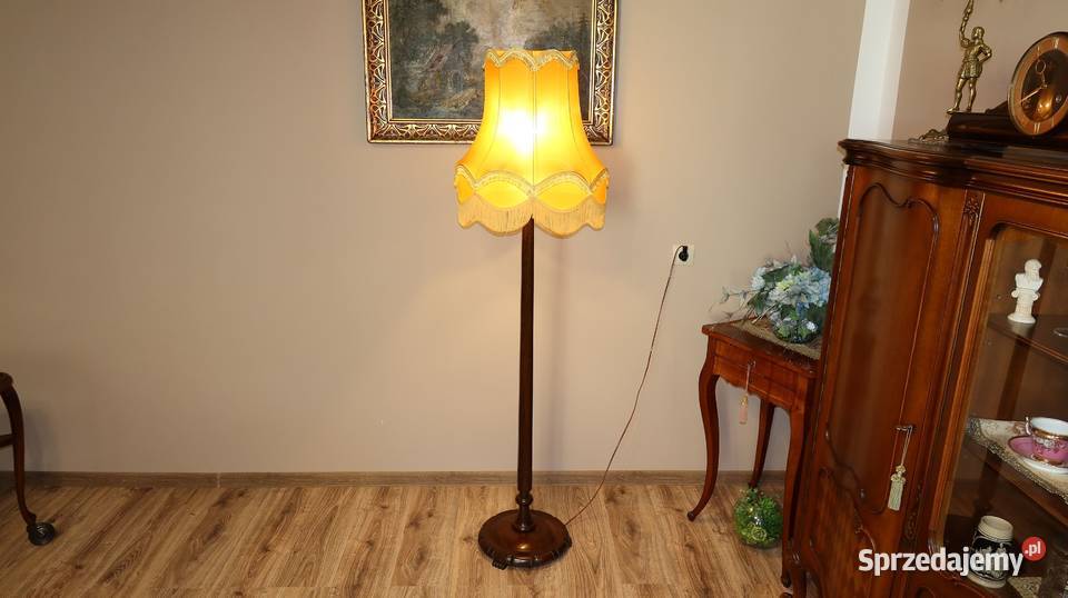 Unikatowa Stojąca Drewniana Dębowa Lampa Lata Ziębice sprzedam
