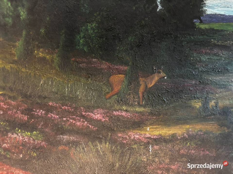 Obraz malowany na płótnie srebrna rama sarny Siedlisko