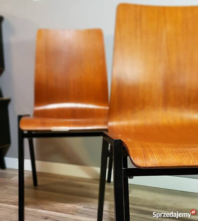 Duńskie krzesła sklejka gięta lata 70te komplet Płock
