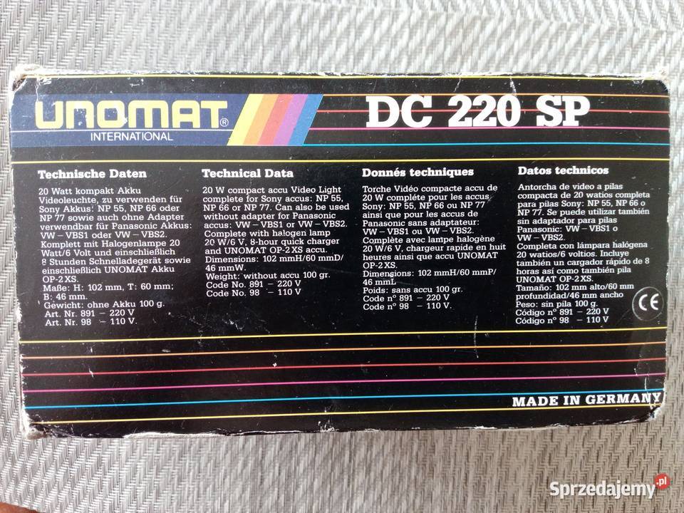 Lampa Unomat DC 220 SP mazowieckie Legionowo