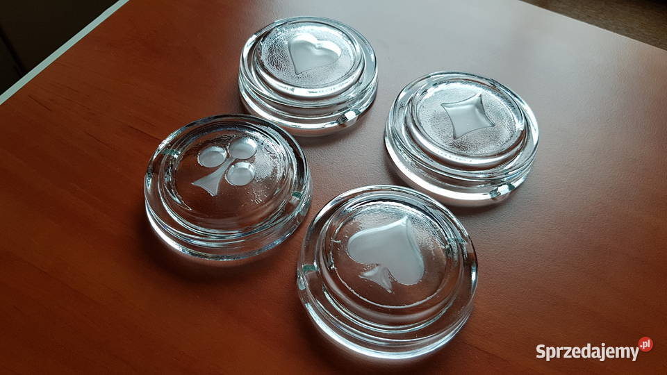 Zestaw 4 popielniczki do brydża pokera z Porcelana i szkło Dąbrowa Górnicza