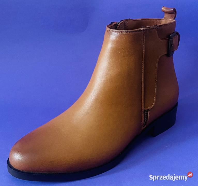 Brązowe skórzane ocieplane damskie botki rozmiar skóra mazowieckie Żyrardów