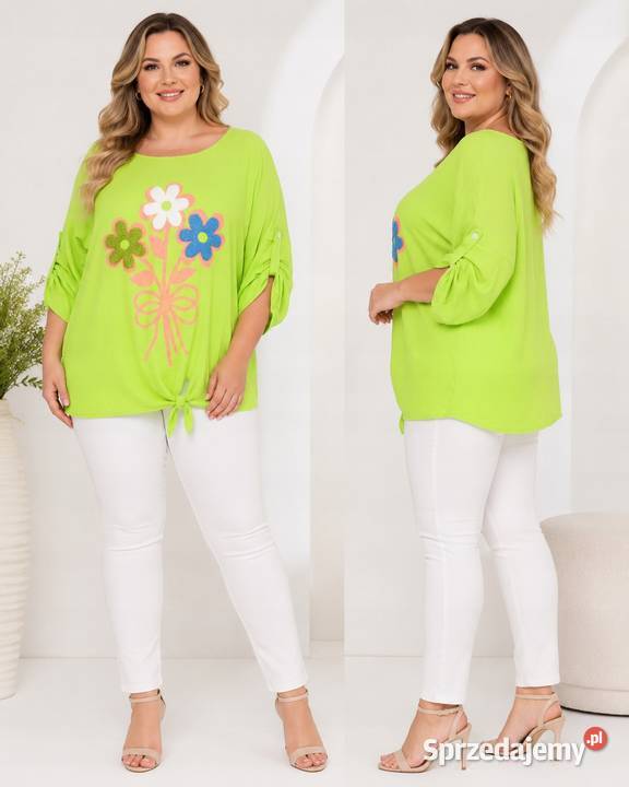 Stylowa Bluzka Damska KWIATY biust136 45XL łódzkie sprzedam