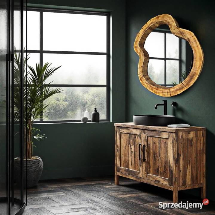 niebanalne lustro do łazienki w drewnianej ramie