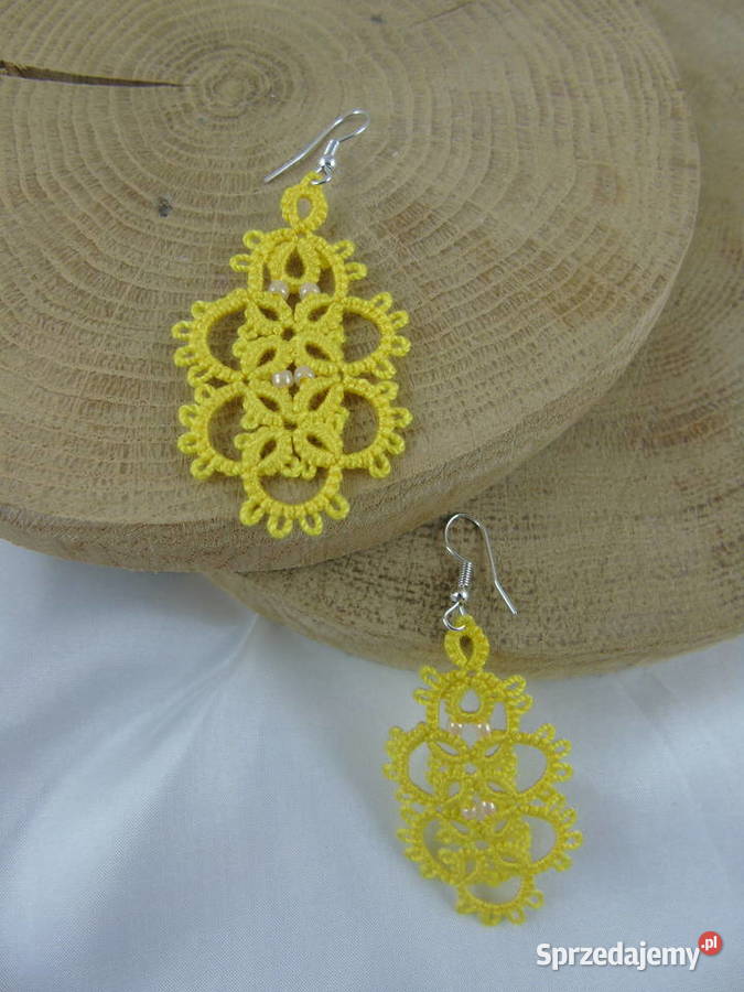 Kolczyki frywolitkowe różne wzory i kolory Wiśniowa