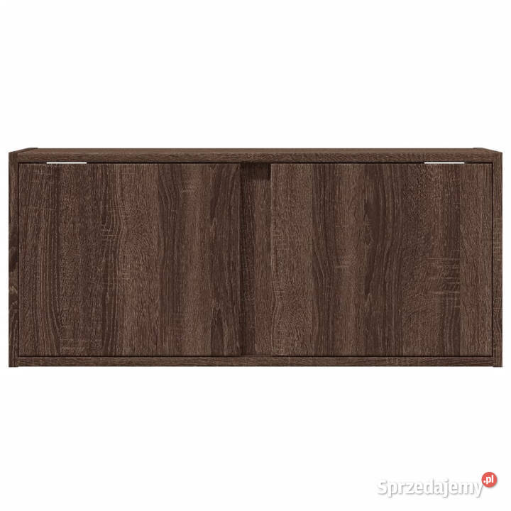 Ścienna szafka TV z LED brązowy dąb 80x31x35