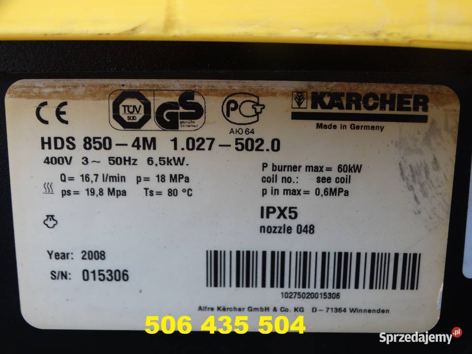 Myjka Ciśnieniowa Karcher HDS 850 4M DOSTAWA Radom sprzedam
