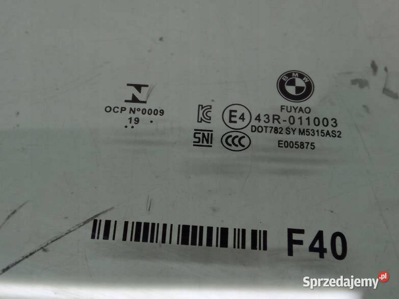 SZYBA DRZWI PRAWY TYŁ 19 R HB 5D Bmw Seria 1 III Boczne (drzwi)