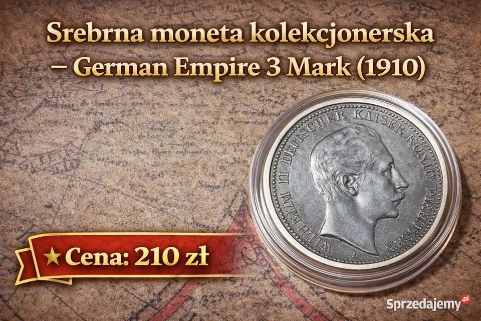 Srebrna moneta historyczna Cesarstwo Niemieckie Warszawa