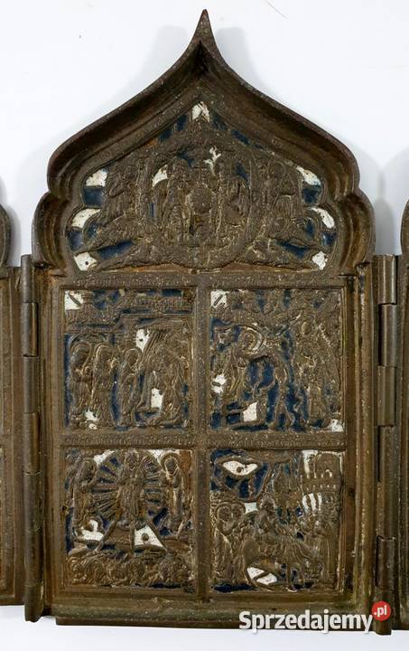 Ikona podróżna Tetraptyk Rosja XIXw 0425 Warszawa