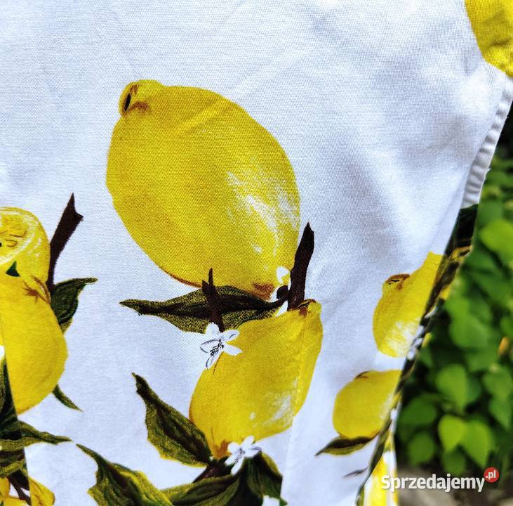 Sukienka retro 42 XL 44 XXL midi cytryny lemon żółty/złoty Spódnice i sukienki Szczecin sprzedam