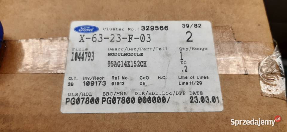 MODUŁ SENSOR AIRBAG FORD ESCORT MK7 95AG14K152CH osobowe Mielęcin sprzedam