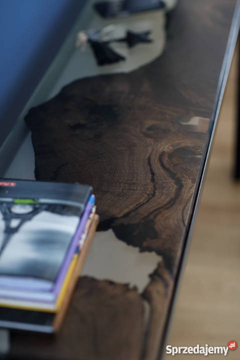 Konsola czarny dąb stół bezbarwna żywica epoksyd 65cm Warszawa
