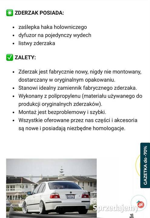 Zderzak tył tylny przód przedni bmw e39 mpakiet Augustów