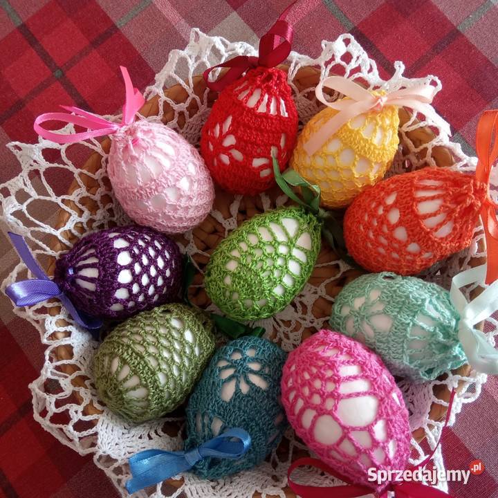 Pisanki koszulki na jajka szydełkowe wielkanoc Garbów