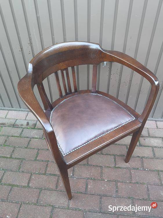 Stary Fotel Krzesło Dębowy Gabinetowy Secesja Meble Swarzędz