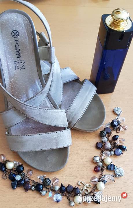 Koturny sandały skórzane beżowe nude kobiece świętokrzyskie