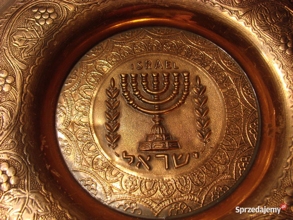 Israel miedziany talerz z menorą pomorskie Pruszcz Gdański sprzedam