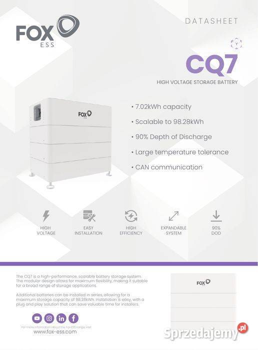 FoxESS CQ7M moduł bateryjny 702 kWh z BMS sprzedam