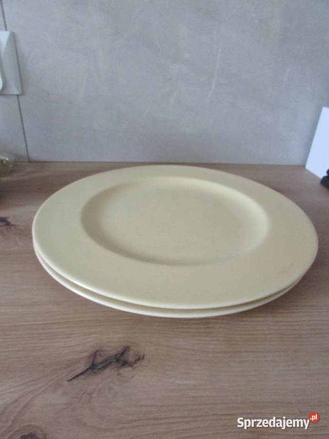 zestaw obiadowy talerze 4 żółte małopolskie