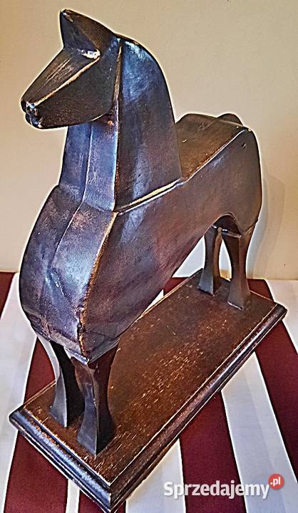 Koń dekoracja ceramika drewno wysokość 35 Figurki i rzeźby Ostrów Wielkopolski